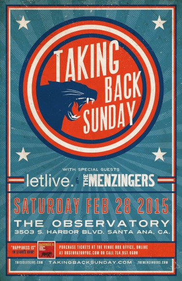 Photo zu 28.02.2015: Taking Back Sunday, Letlive., The Menzingers - The Observatory - Santa Ana, CA