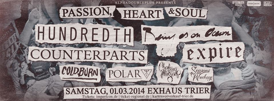 Photo zu 01.03.2014: Being As An Ocean, Hundredth, Counterparts, Expire, Coldburn, Choking On Illusions, Seasons in Wreckage - Trier - Exhaus