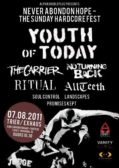 Photo zu 07.08.2011: Youth of Today, No Turning Back, The Carrier, Ritual, Soul Control, All Teeth, Landscapes, Promises Kept - Ex-Haus, Trier